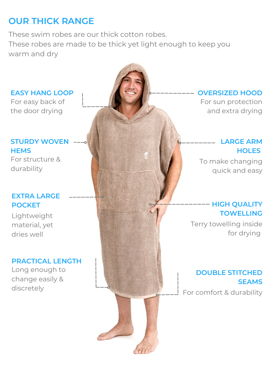 Mens Hooded Towel | Surf Poncho | Blue