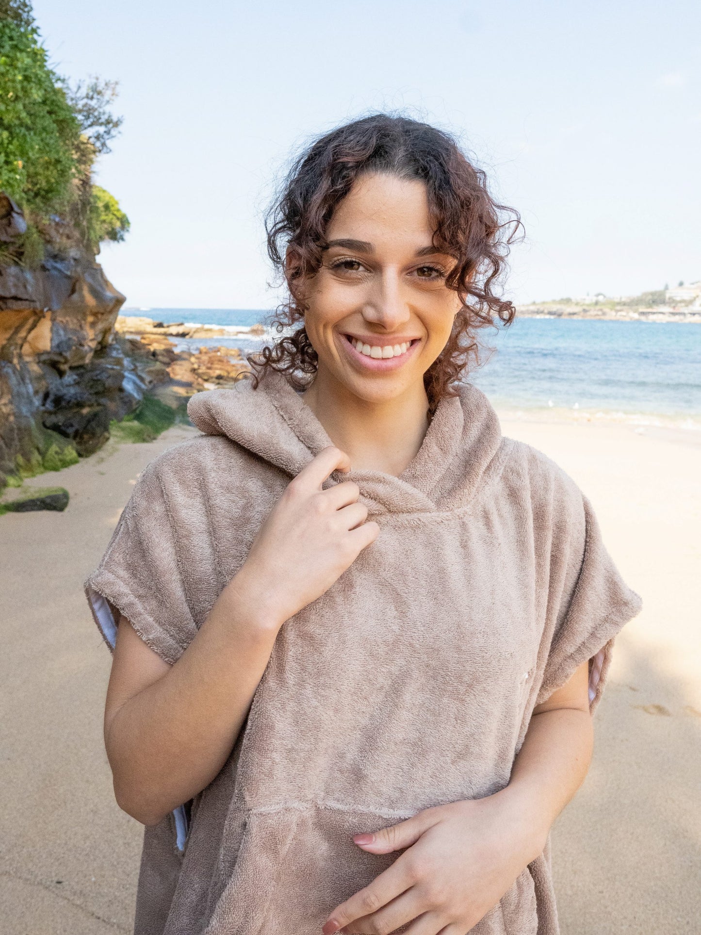 Womens Hooded Towel | Surf Poncho | Stone