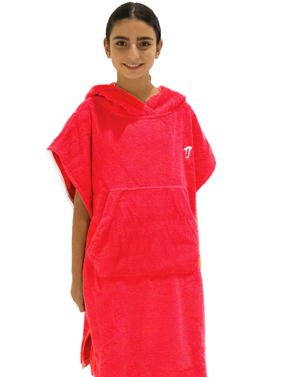 Kids Hooded Towel | Surf Poncho | Super Warm | Red