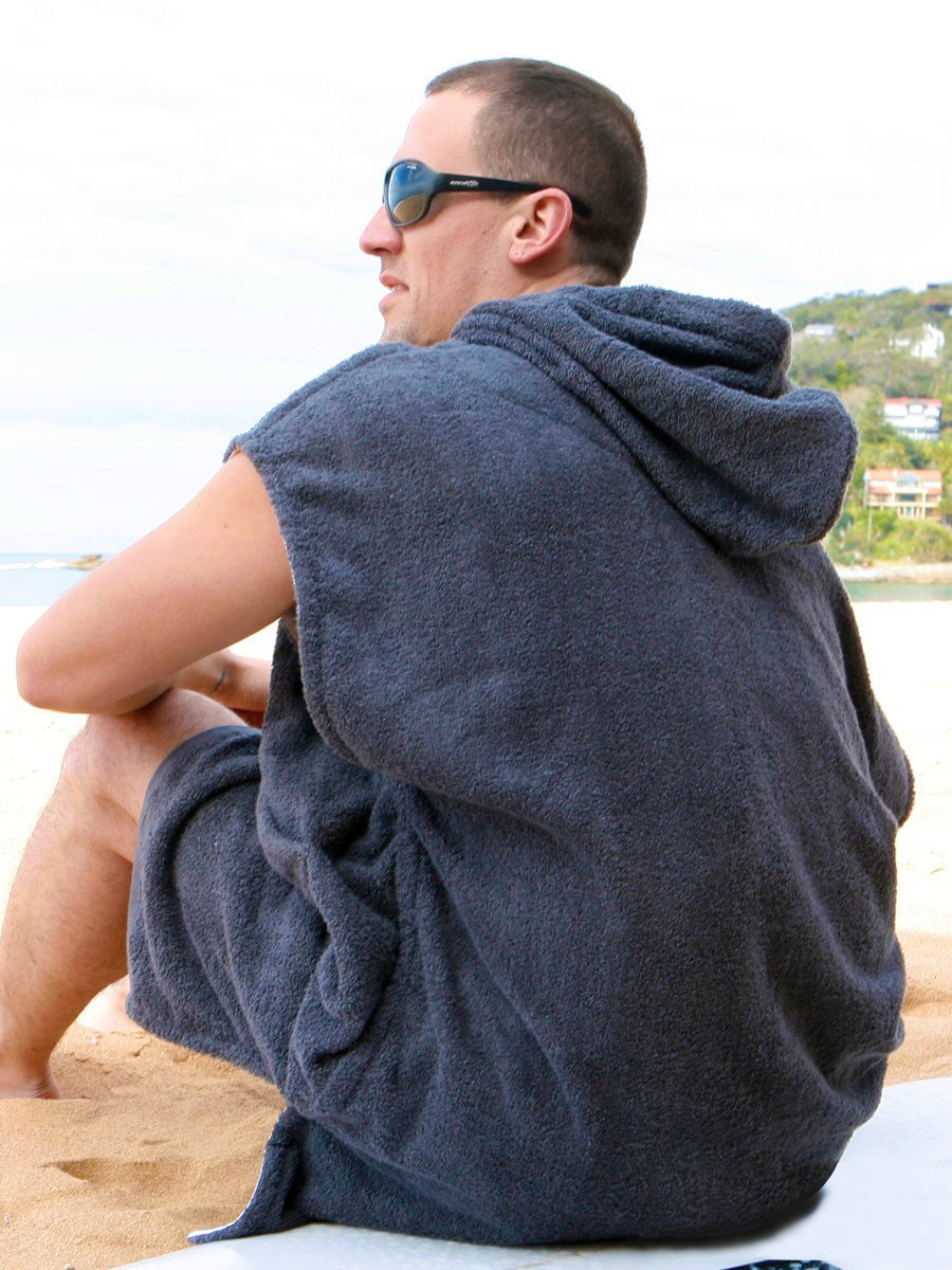 Mens Hooded Towel | Surf Poncho | Charcoal