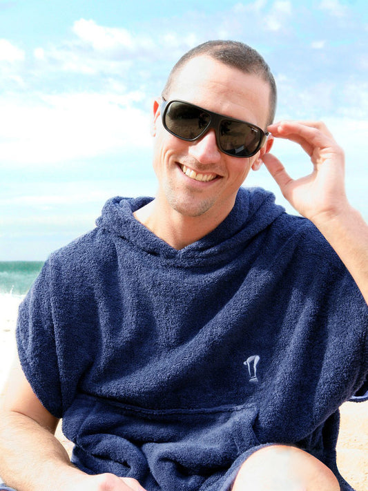 Mens Hooded Towel | Surf Poncho | Navy