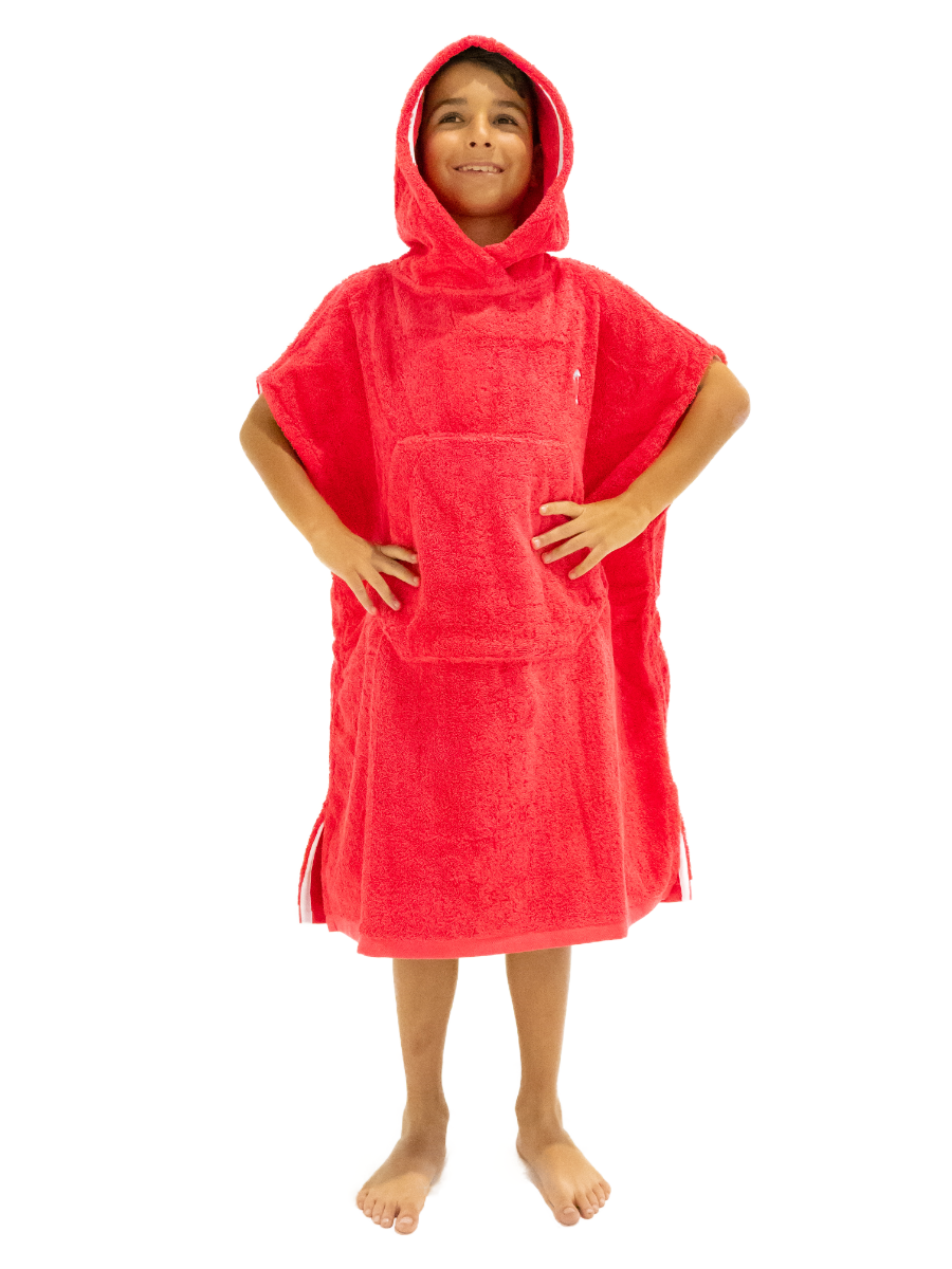 Kids Hooded Towel | Surf Poncho | Super Warm | Red