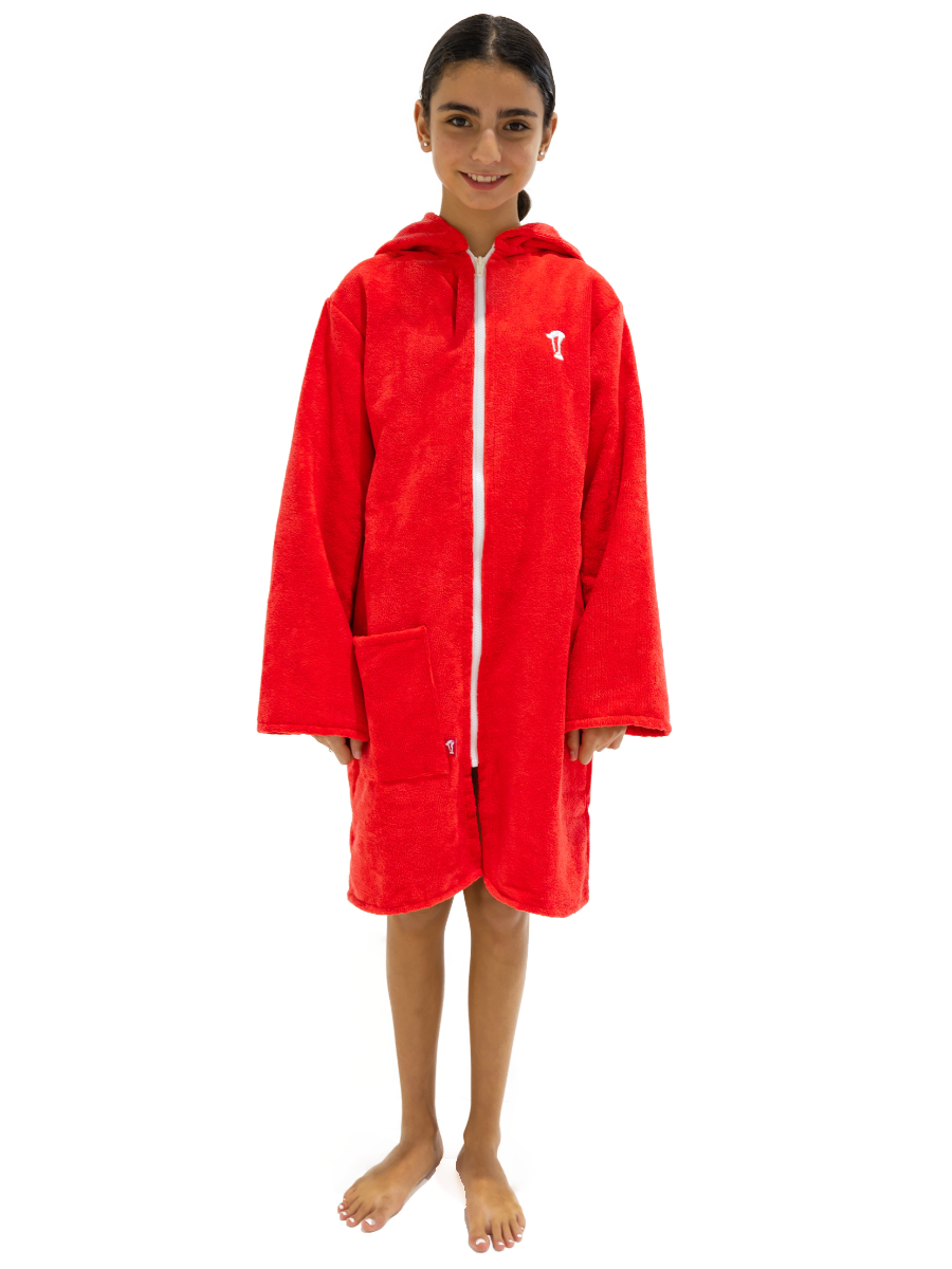 Microfibre | Hooded Towel | Beach Robe | Red