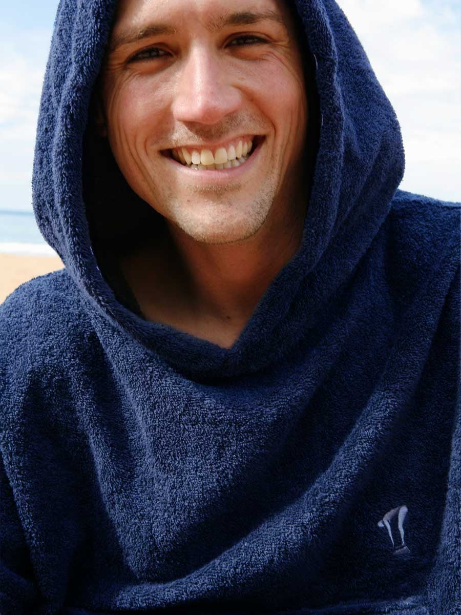 Mens Hooded Towel | Surf Poncho | Navy