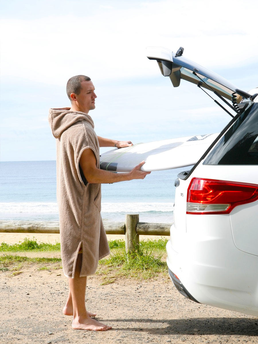 Mens Hooded Towel | Surf Poncho | Stone