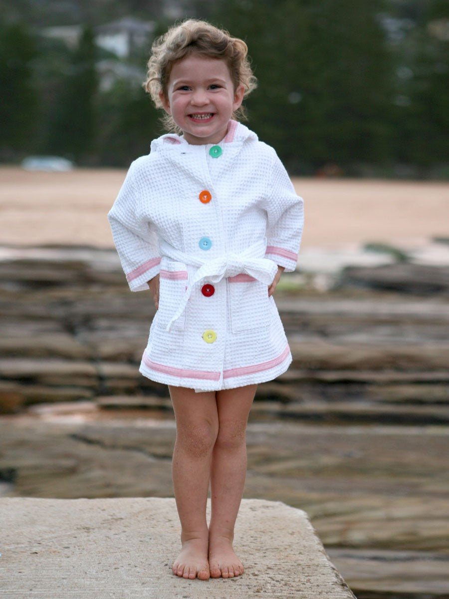 Girls Swim Robe | Pool Robe | Pink Trim