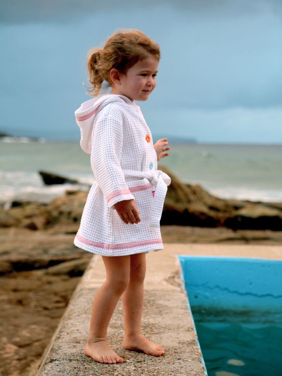 Girls Spa Robe | Pool Robe | Pink Trim
