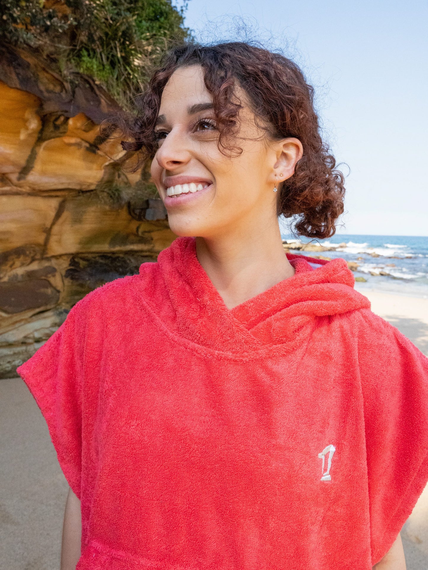 Womens Hooded Towel | Surf Poncho | Super Warm | Red