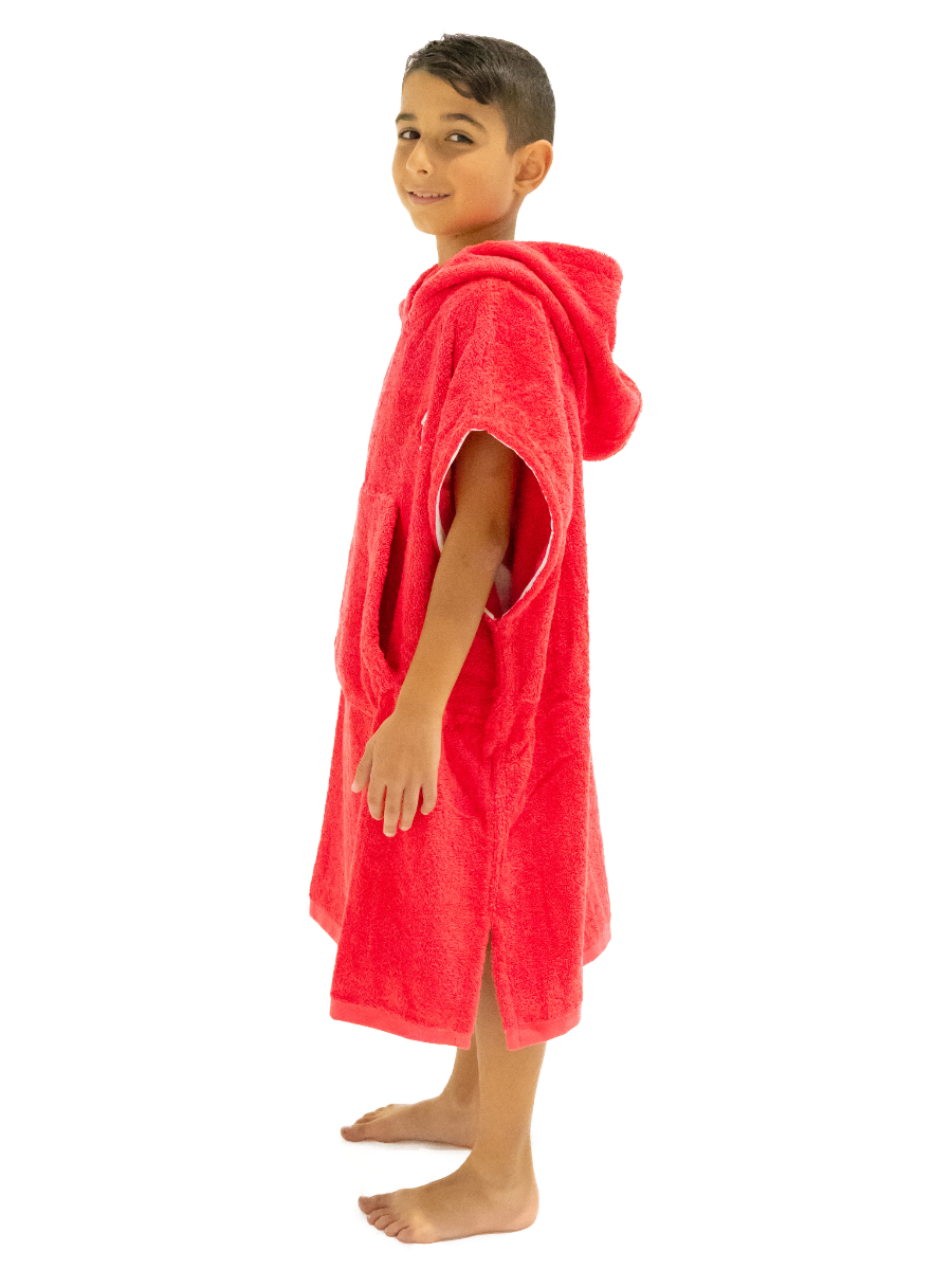 Kids Hooded Towel | Surf Poncho | Super Warm | Red