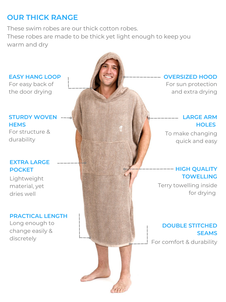 Mens Hooded Towel | Surf Poncho | Navy