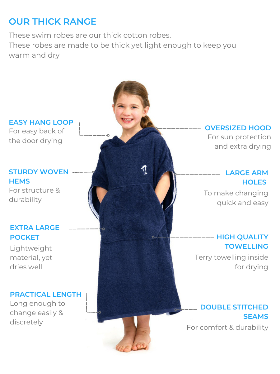 Kids Hooded Towel | Surf Poncho | Blue