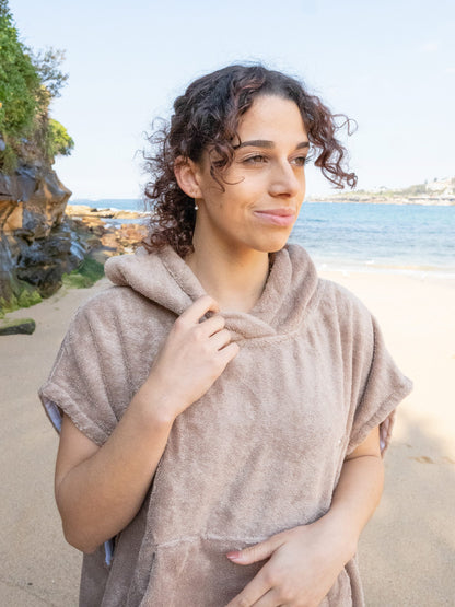 Womens Hooded Towel | Surf Poncho | Stone