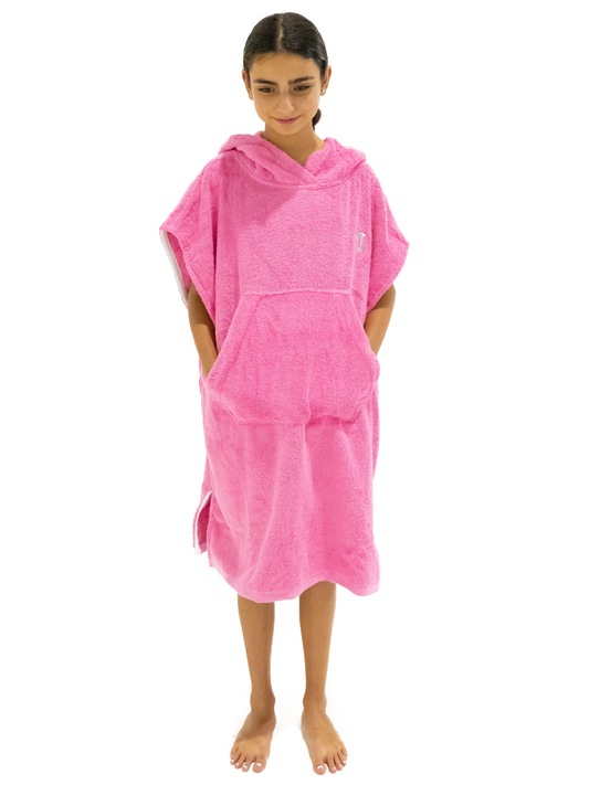 Kids Hooded Towel | Surf Poncho | Super Warm | Pink