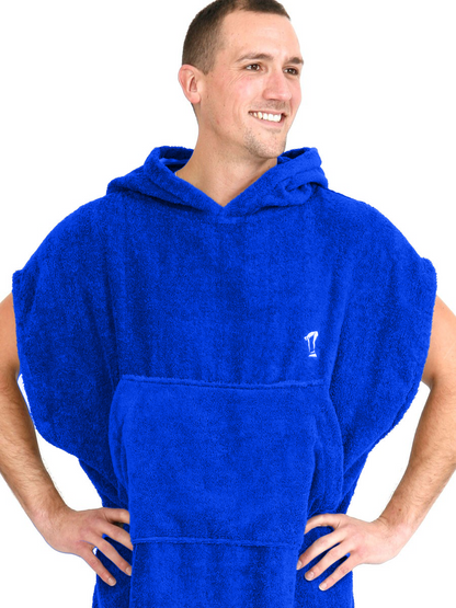 Mens Hooded Towel | Surf Poncho | Blue