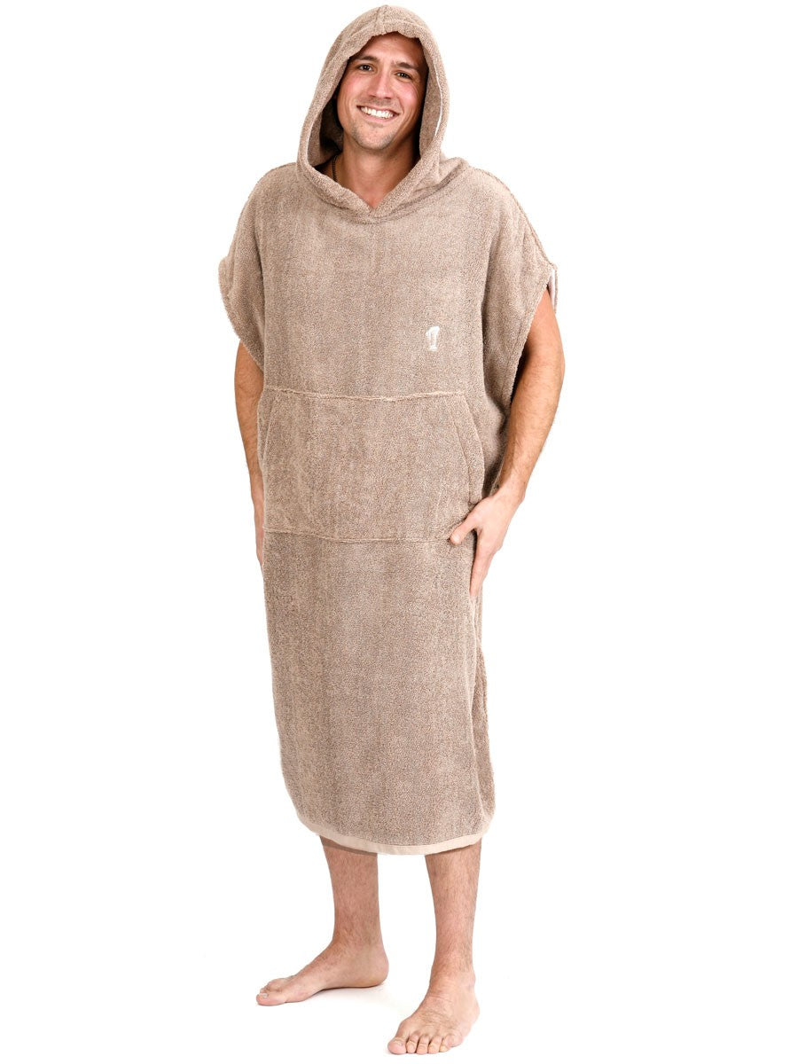 Mens Hooded Towel | Surf Poncho | Stone