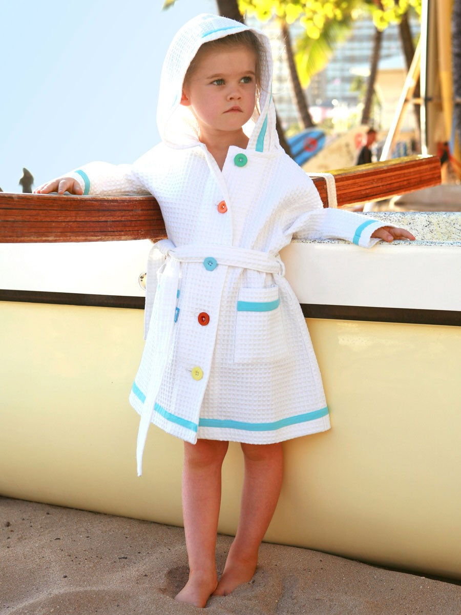 Girls Spa Robe | Pool Robe - Aqua Trim | Terry Rich