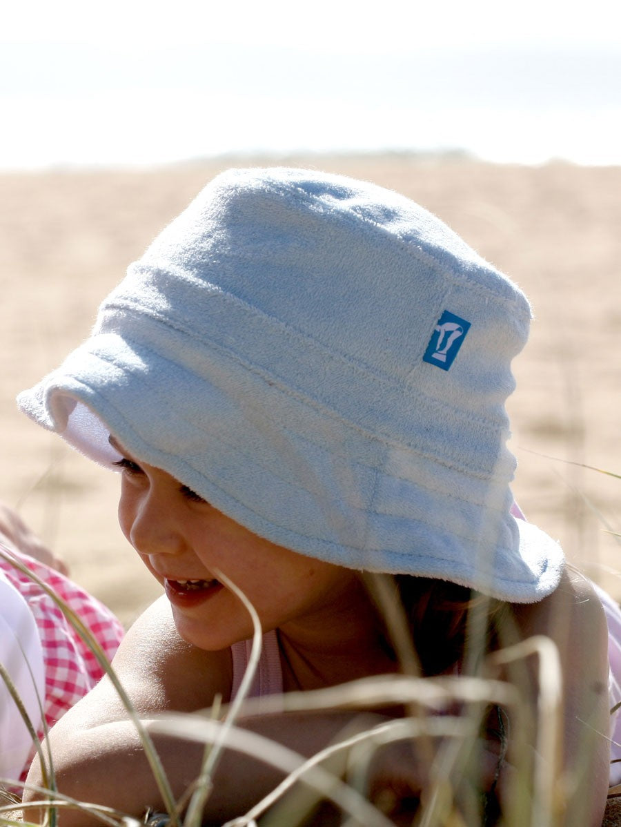 Kids Beach Hat | Terry | Blue & White